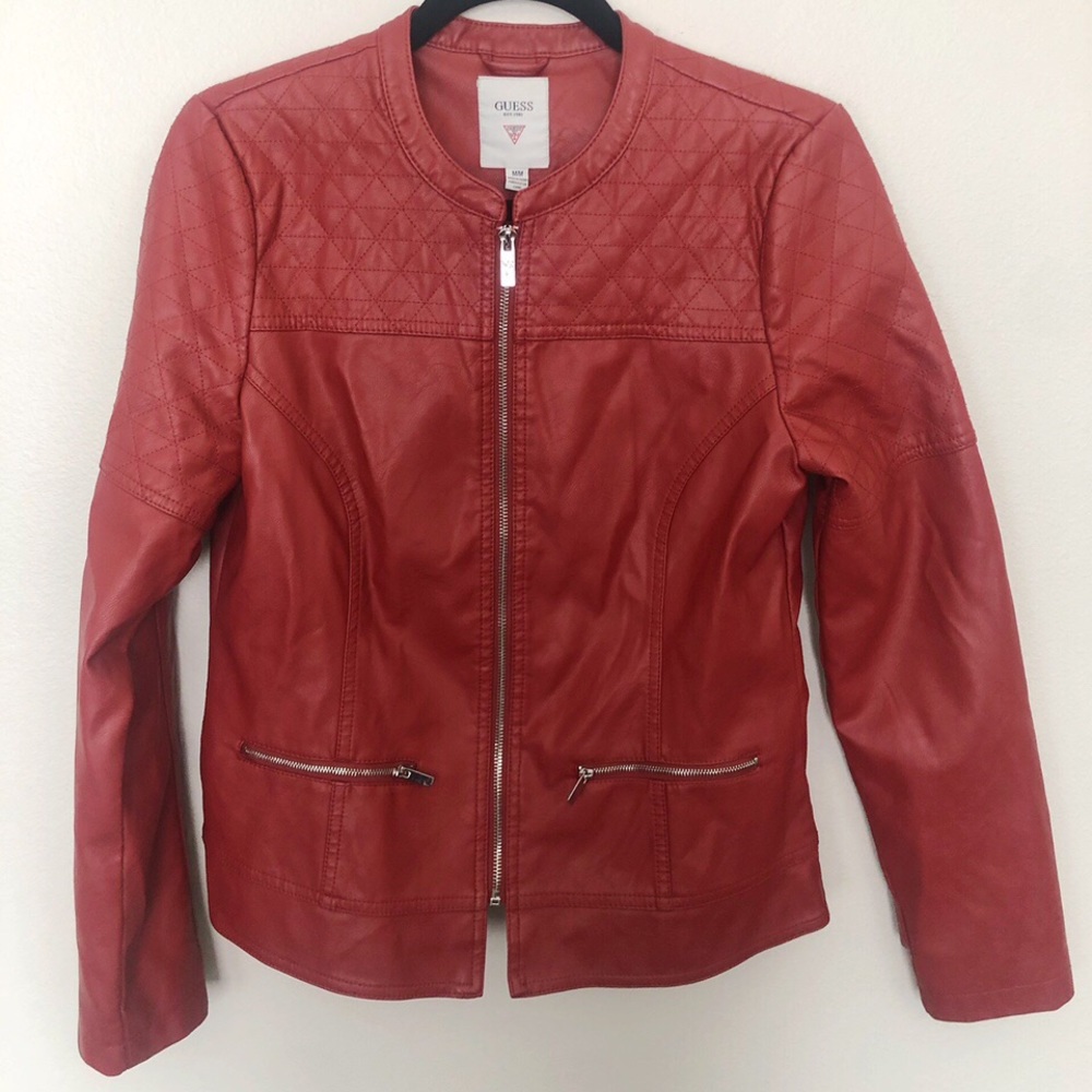 Guess Quilted Faux Leather Moto Jacket